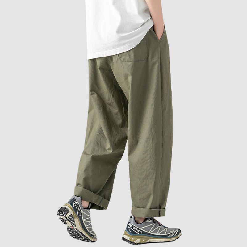 Outdoor Pleated Design Straight Leg Cargo Pants