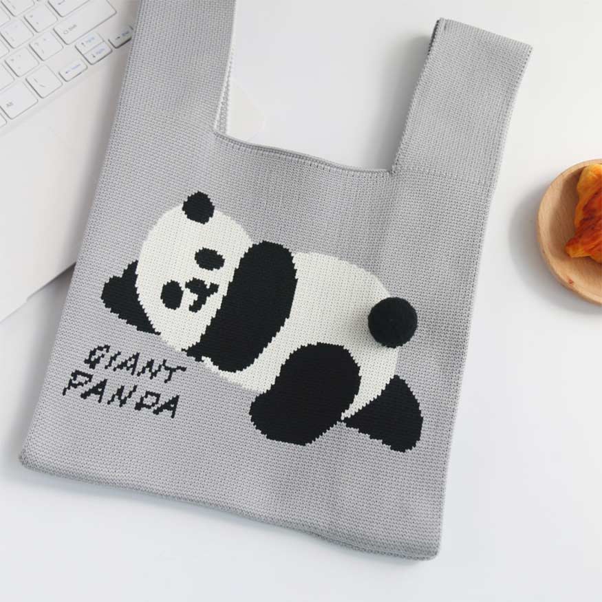 Bolso de punto elegante con diseño de panda