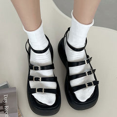 Buckle Multi-Strap Platform Sandals