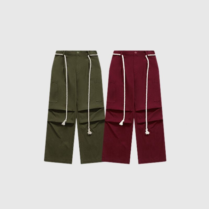 Pantalones cargo anchos con cordones