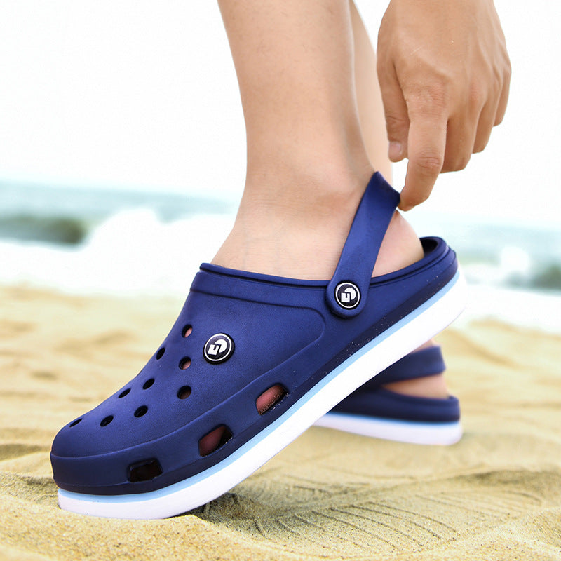 Sandalias de playa coreanas lindas para hombre con agujeros de verano