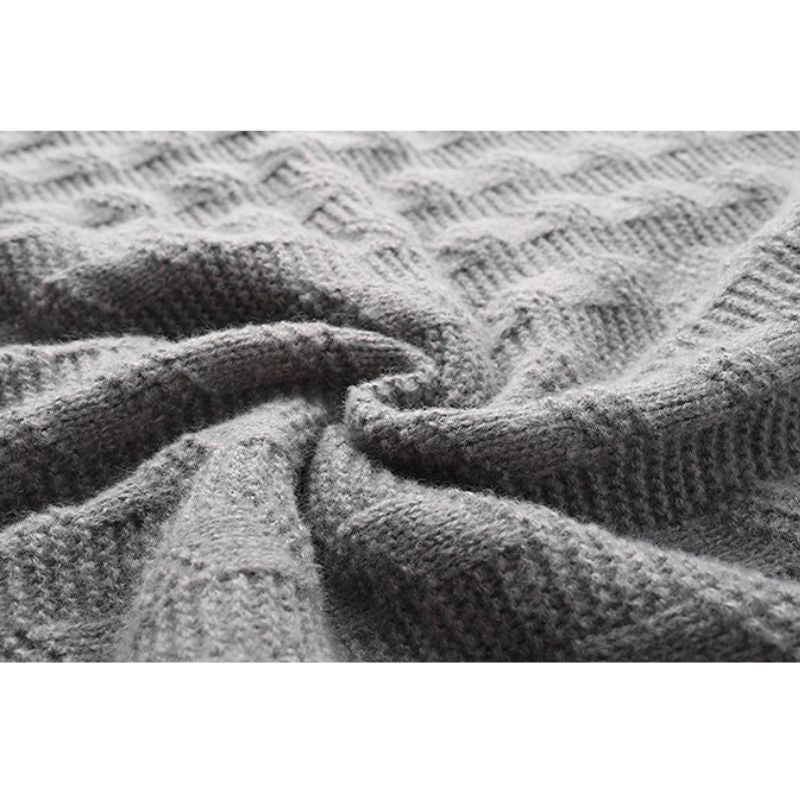 Einfarbiger Jacquard-Rollkragenpullover