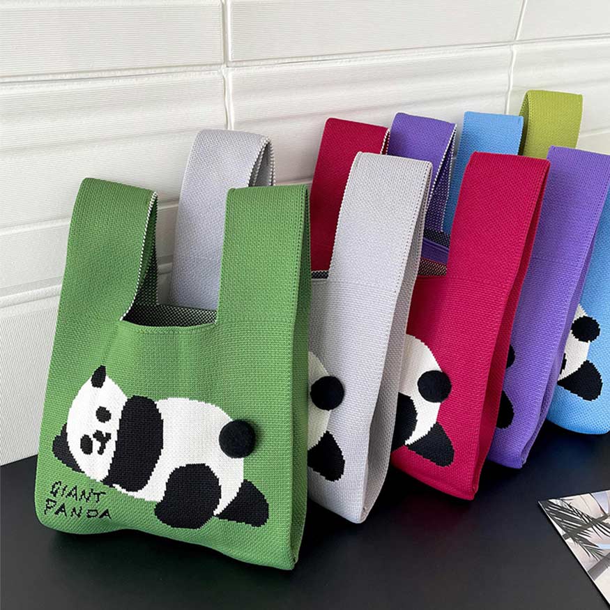 Bolso de punto elegante con diseño de panda