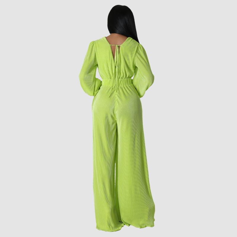 Plissierte Langarm-Jumpsuits