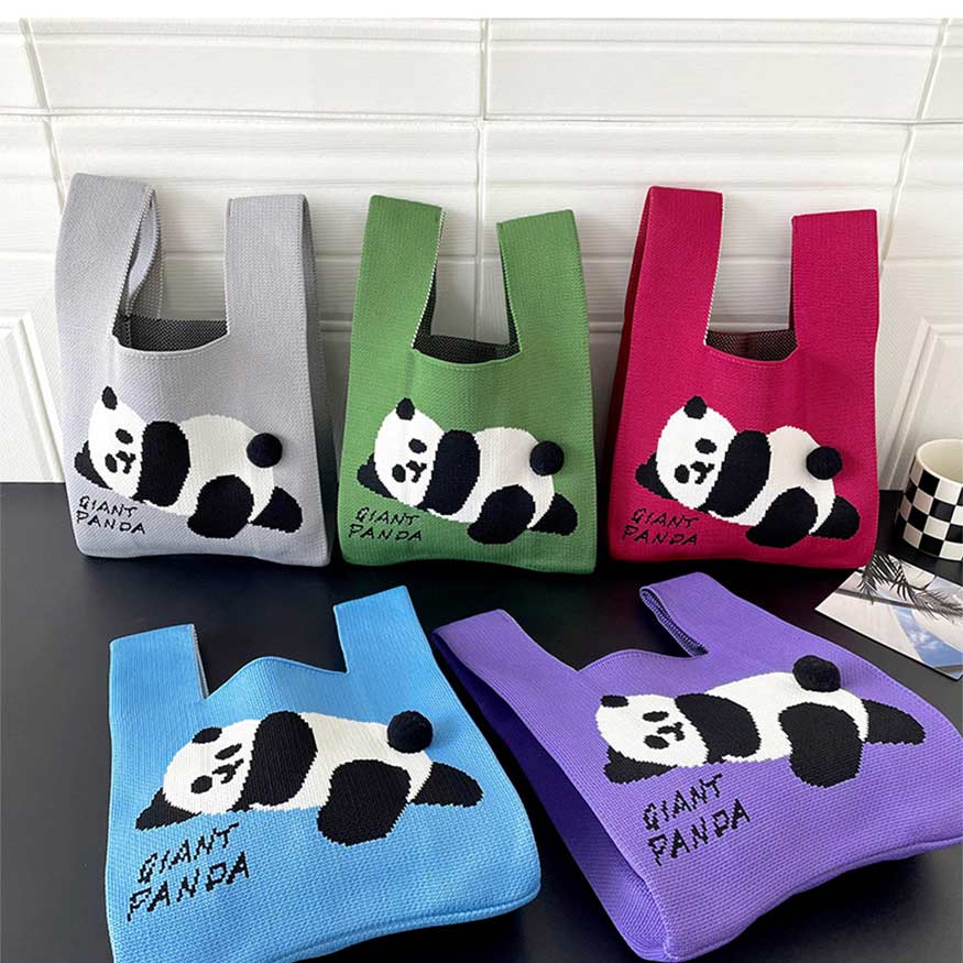 Bolso de punto elegante con diseño de panda