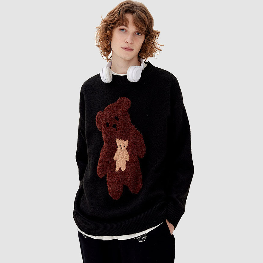 Niedlicher Jacquardpullover mit Cartoon-Bär