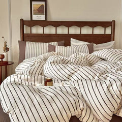 Camille French Stripe Bedding Set - Brown