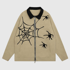 Streetwear Spider Embroidered Jacket