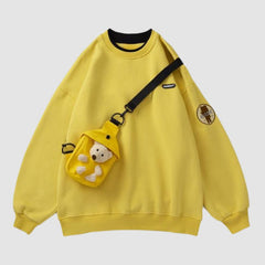 Fleece-Kapuzenpullover mit einzigartigem Design + Teddybär-Tasche