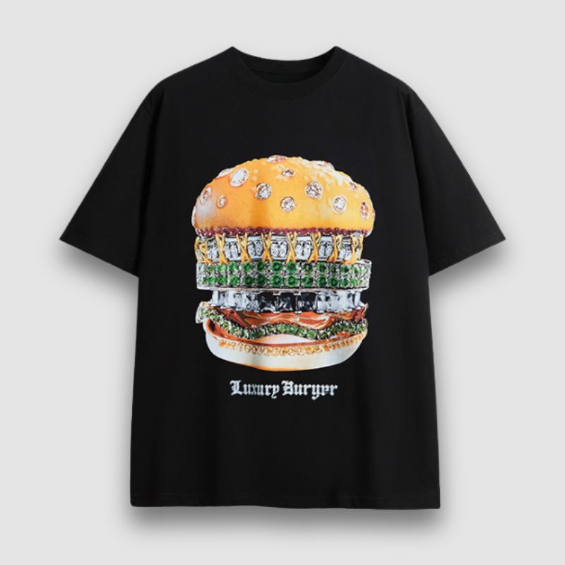 Camiseta con estampado de hamburguesa de diamante