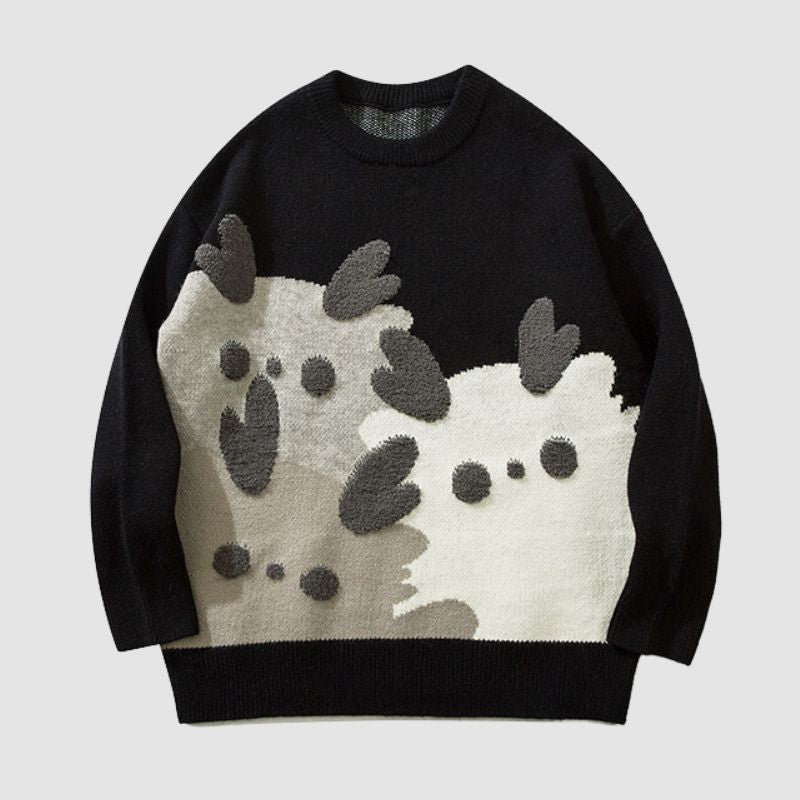 Cartoon Pattern Flocking Sweater