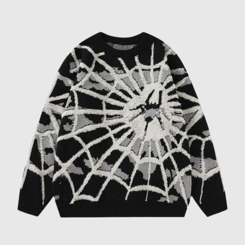 Cartoon Cobweb Print Pullover