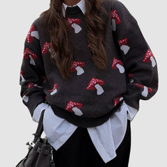 Oversized Mushroom Printed Sweater