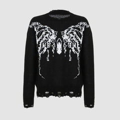 Butterfly Pattern Ripped Pullover