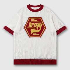 Red Crest White Knit Sweater