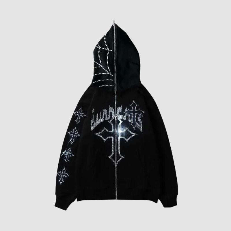 Trendiger Streetwear Hip-Hop Metal-Zip Hoodie