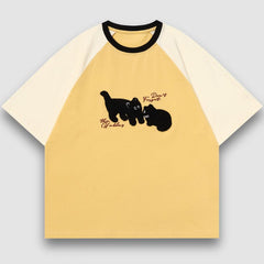Linda camiseta bordada con gato