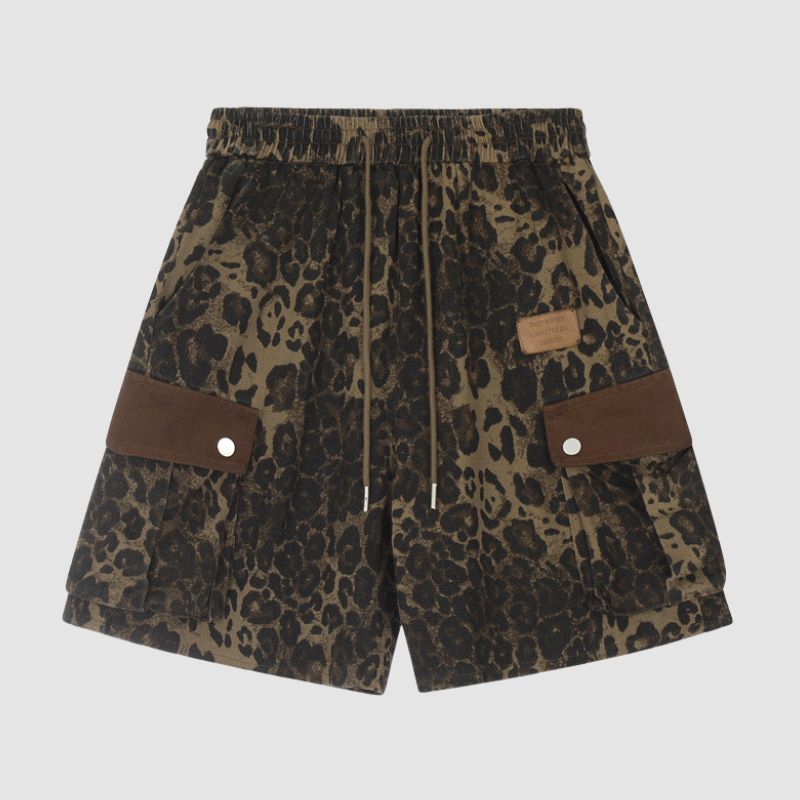 Shorts mit Kordelzug und Leopardenmuster