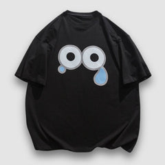 T-Shirt mit Cartoon-Emoticon-Aufdruck