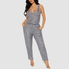 Ärmellose Pailletten-Jumpsuits