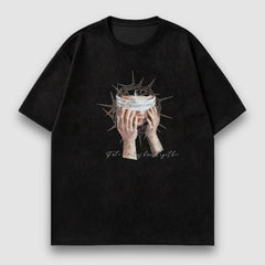 Blindfold Pattern Printed Suede Tee