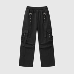 Ribbon Button Cargo Pants