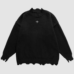 Irregular Raw Edge Knit Pullover