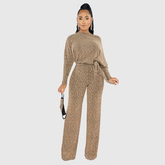 Schulterfreie Jumpsuits mit Leopardenmuster