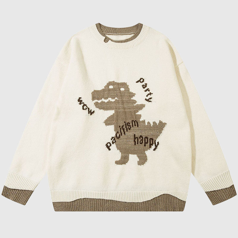 Cartoon Dinosaur Printed Sweater