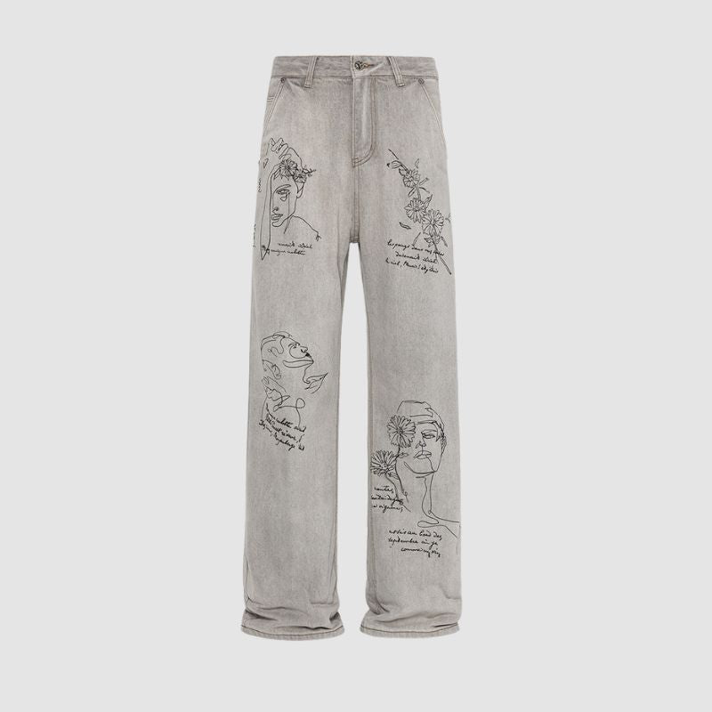 Artistic Printed Design Jeans