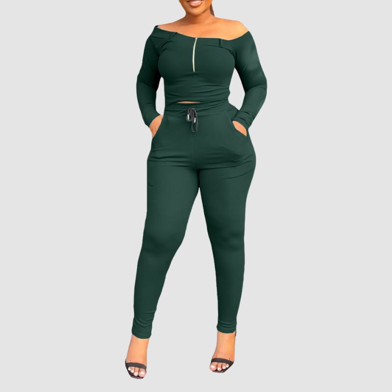 Off-Shoulder Bodycon Pants Set