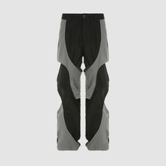 Irregular Hollow Out Color Contrast Cargo Pants