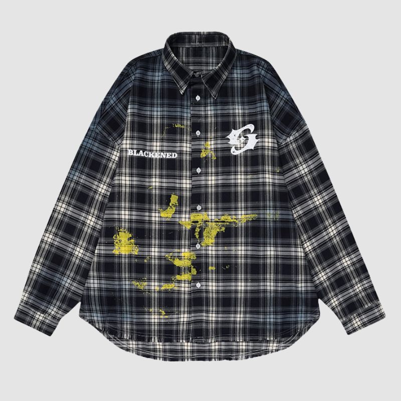 Inkjet Gradient Plaid Shirts