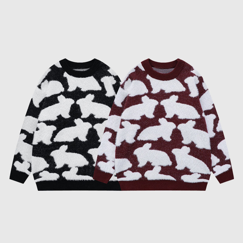 Rabbit Pattern Full Printed Pullover