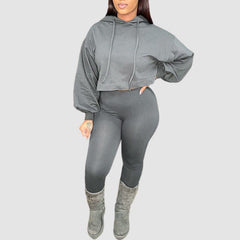 Loose Short Hoodies & Bodycon Pant set