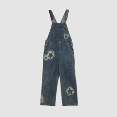 Star Pattern Inkjet Design Wide Leg  Dungarees