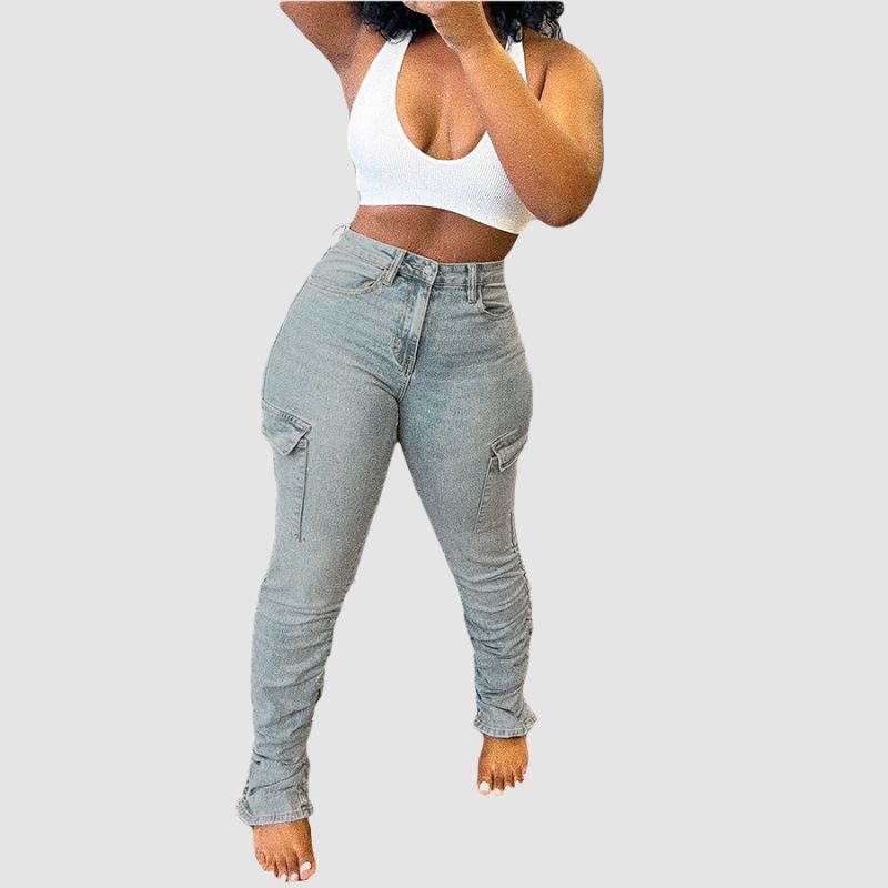 Side Pocket High Elasticity Jeans