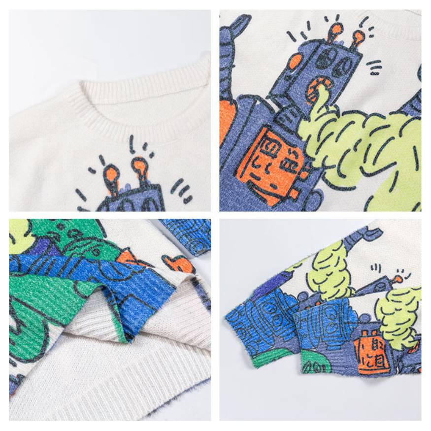 City Monster Print Sweater