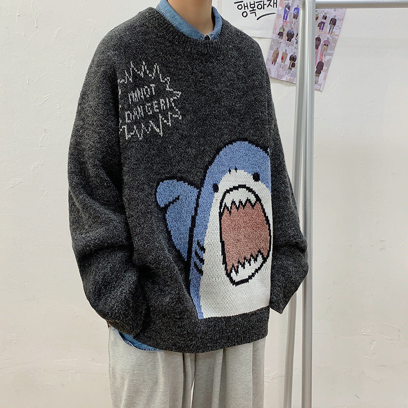 Shark Clapping Pattern Knit Sweater