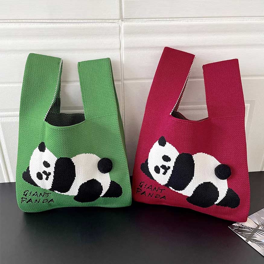 Bolso de punto elegante con diseño de panda