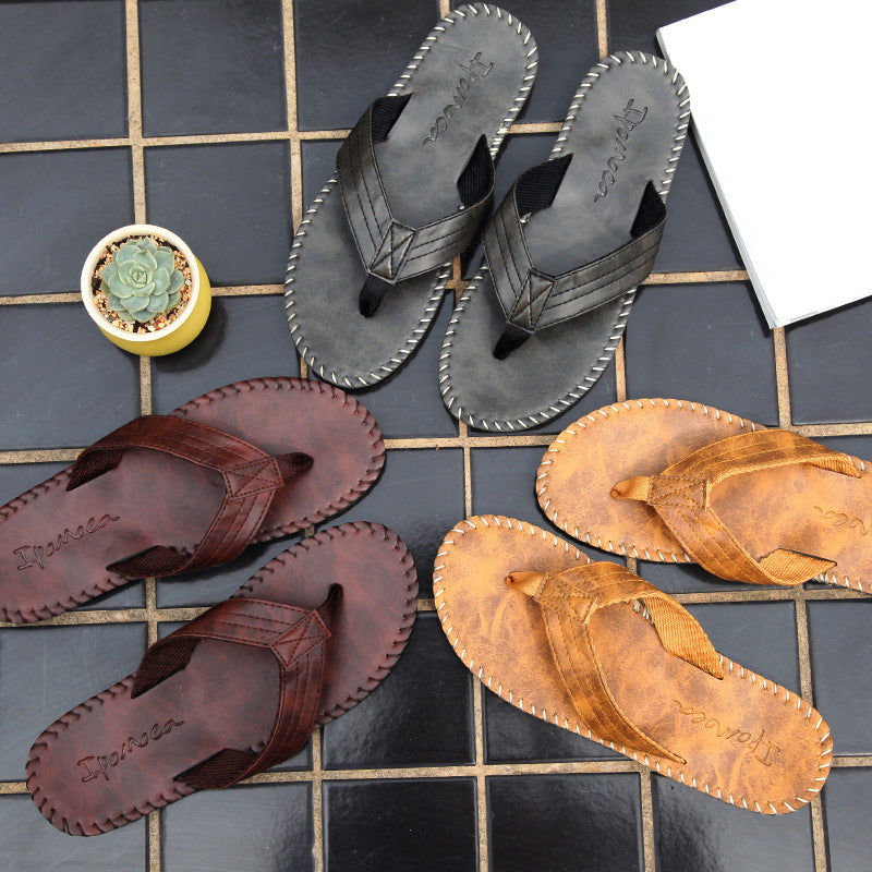 Men's Trend Multicolor British Style Platform Flat-heeled Flip Flops