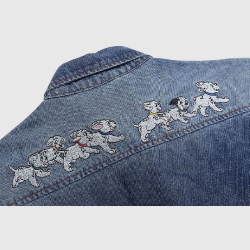 Puppy Embroidered Denim Shirts