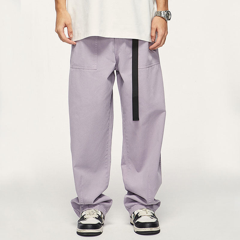 Japanese Style Solid Color Wide Leg Cargo Pants