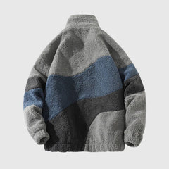 Shearling-Jacke mit Colorblock-Kragen