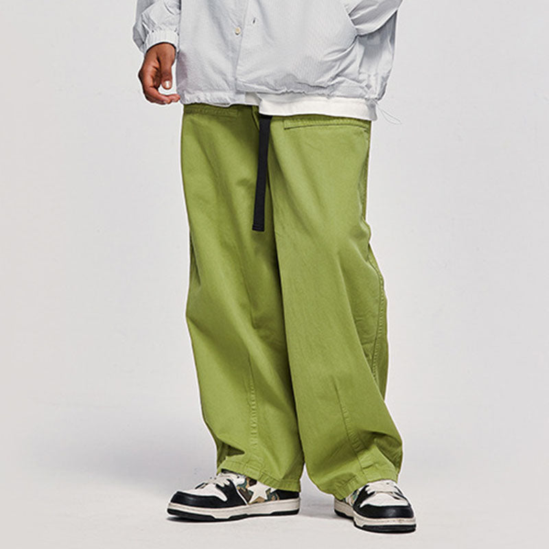 Japanese Style Solid Color Wide Leg Cargo Pants