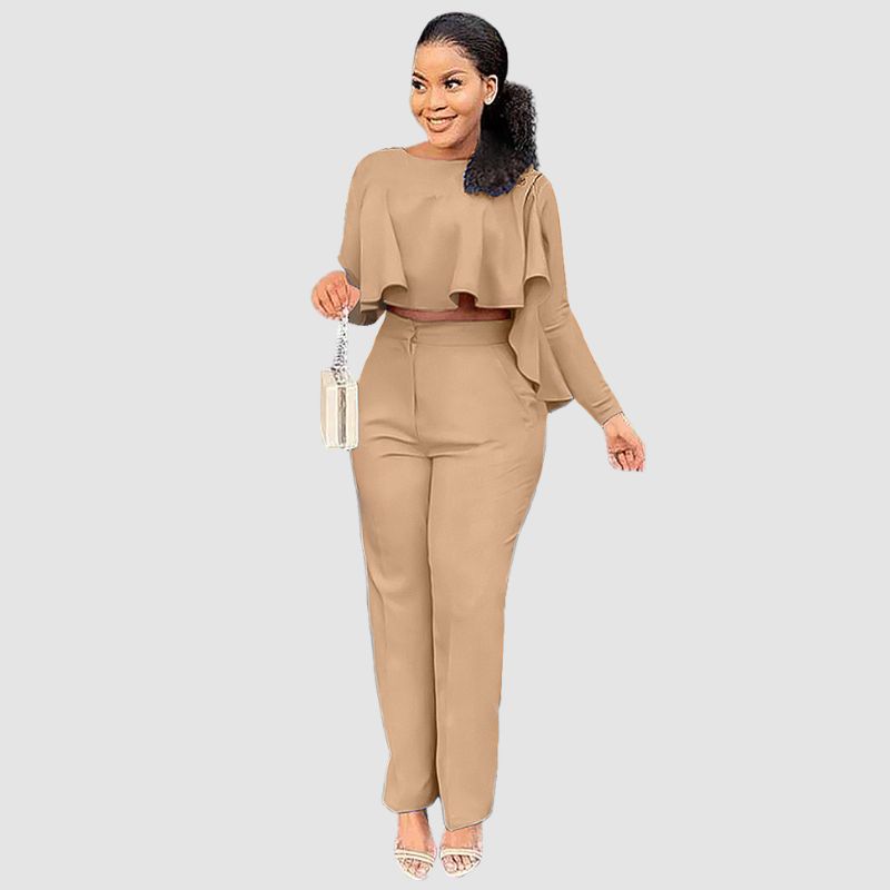 Ruffle Top & Straight Leg Pants set