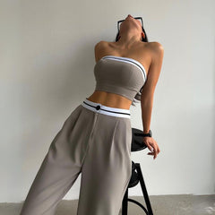 Set aus Tube-Top und Hose mit weitem Bein