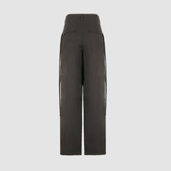 High Waist Pleated Lace-up Yamamoto Pants