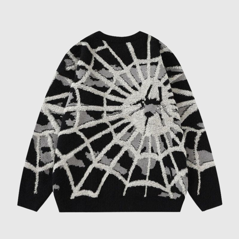 Pullover mit Cartoon-Spinnweben-Print