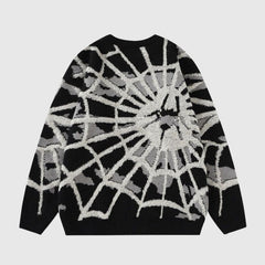 Cartoon Cobweb Print Pullover